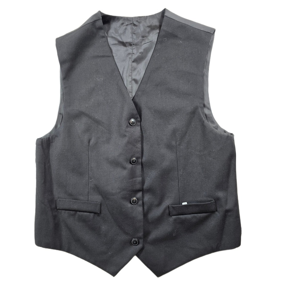 Chaps Reversible Vest Boys Size Large 14/16 Black & Pinstripe Dress Apparel NEW